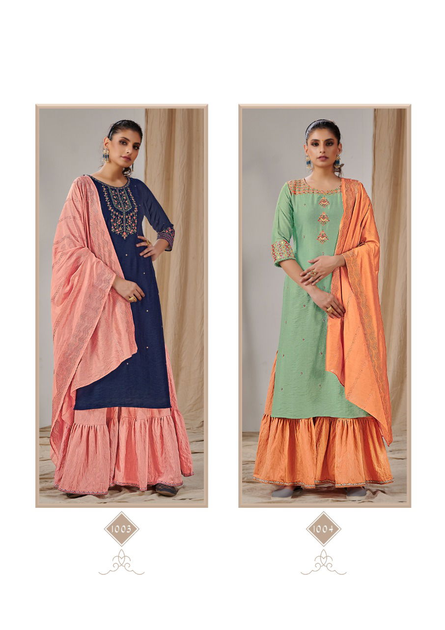 Koodee Sonpari 1 Fancy Viscose Festive Wear Kurti With Sharara And Dupatta Collection